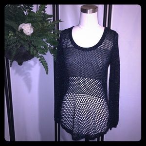 Rock & Republic XS Metallic Black & Blue Sweater